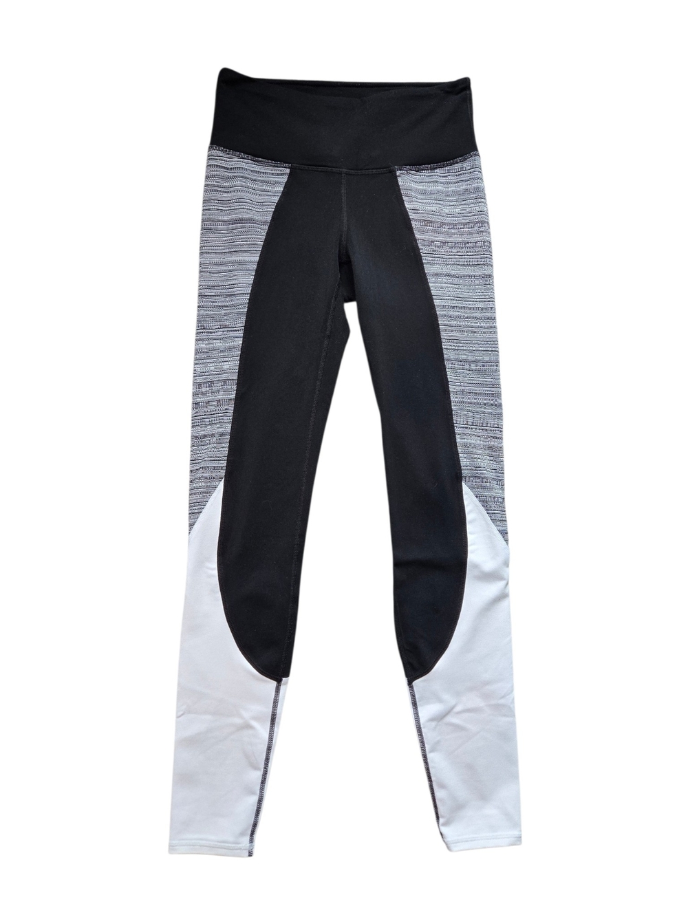 Athleta Black Gray White Colorblock Leggings